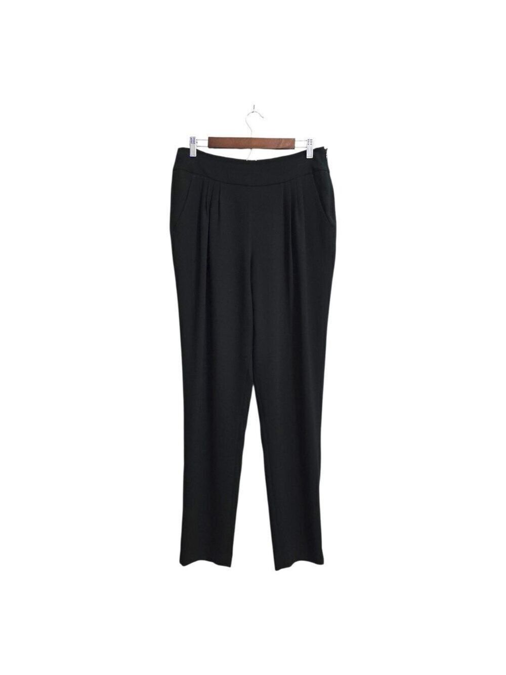 BCBGMaxAzria Franklyn Pleated High Rise Tapered Leg Pants In Black Sz L